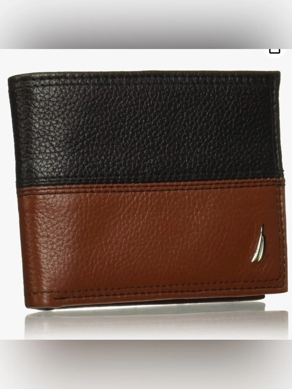 Nautica Black / Cognac Bifold Leather Wallet NEW